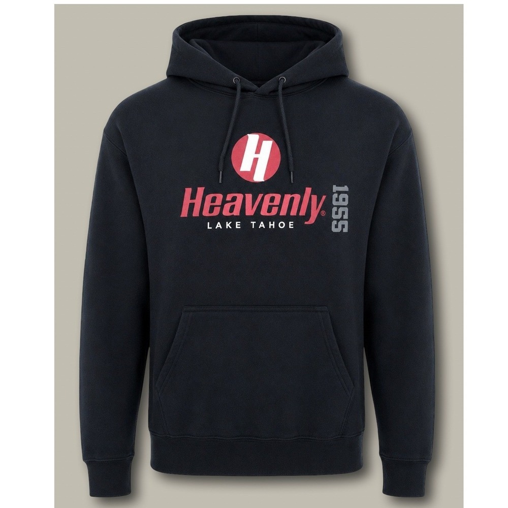 Gildan Heavenly Lake Tahoe 1955 Ski Resort Hoodie Large Black Graphic Sweatshirt